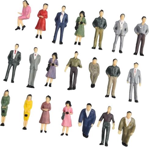 مجسمات أشخاص بمقياس 1:50 لمناظر القطار، 50 قطعة من الأوضاع المختلطة الألوان، ركاب مصغرون من البلاستيك لتخطيطات نماذج السكك الحديدية، تفاصيل واقعية in Kuwait