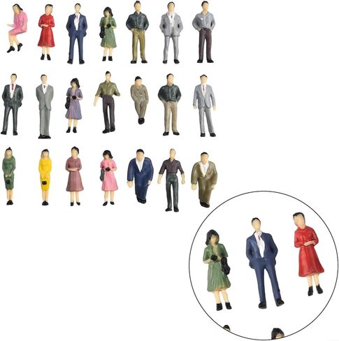 مجسمات أشخاص بمقياس 1:50 لمناظر القطار، 50 قطعة من الأوضاع المختلطة الألوان، ركاب مصغرون من البلاستيك لتخطيطات نماذج السكك الحديدية، تفاصيل واقعية in Kuwait