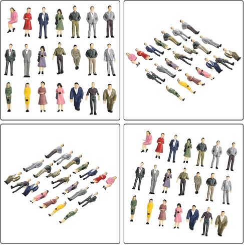 مجسمات أشخاص بمقياس 1:50 لمناظر القطار، 50 قطعة من الأوضاع المختلطة الألوان، ركاب مصغرون من البلاستيك لتخطيطات نماذج السكك الحديدية، تفاصيل واقعية in Kuwait