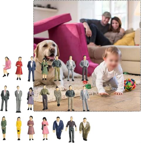 مجسمات أشخاص بمقياس 1:50 لمناظر القطار، 50 قطعة من الأوضاع المختلطة الألوان، ركاب مصغرون من البلاستيك لتخطيطات نماذج السكك الحديدية، تفاصيل واقعية in Kuwait