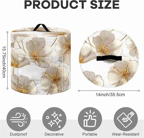 NYZE Slow Cooker Dust Cover for 6-7 Quart Instant Pot Pressure Cooker 15.75x14x9.25 Inch Kitchen Small Appliance Protector with Top Handle & Storage Pockets(Gold Floral) in Saudi Arabia