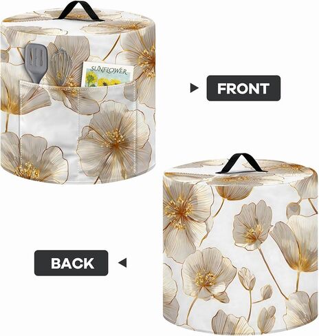NYZE Slow Cooker Dust Cover for 6-7 Quart Instant Pot Pressure Cooker 15.75x14x9.25 Inch Kitchen Small Appliance Protector with Top Handle & Storage Pockets(Gold Floral) in Saudi Arabia