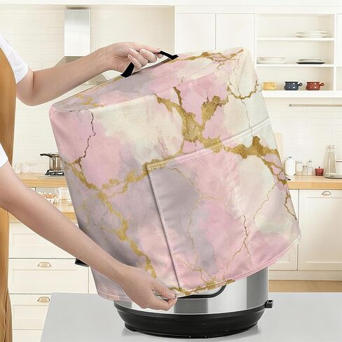 NYZE Slow Cooker Dust Cover for 6-7 Quart Instant Pot Pressure Cooker 15.75x14x9.25 Inch Kitchen Small Appliance Protector with Top Handle & Storage Pockets(Gold Floral) in Saudi Arabia