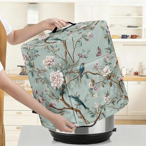NYZE Slow Cooker Dust Cover for 6-7 Quart Instant Pot Pressure Cooker 15.75x14x9.25 Inch Kitchen Small Appliance Protector with Top Handle & Storage Pockets(Gold Floral) in Saudi Arabia