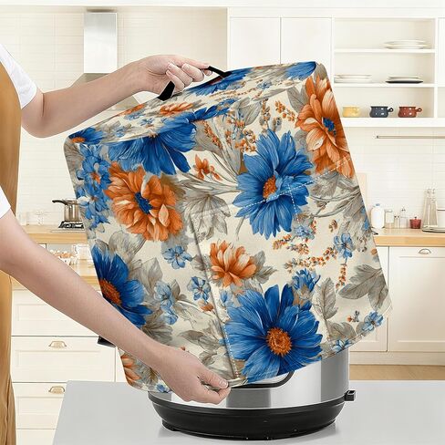 NYZE Slow Cooker Dust Cover for 6-7 Quart Instant Pot Pressure Cooker 15.75x14x9.25 Inch Kitchen Small Appliance Protector with Top Handle & Storage Pockets(Gold Floral) in Saudi Arabia