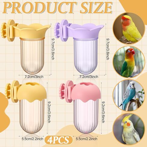 4 Pcs Millet Holder for Bird Cage Feeder Parrot Vegetable Veggies Holder No Mess Bird Feeder Cups for Fruit with Water Storage to Keep Fresh Hanging Cage for Parakeet Macaw Lovebirds in Saudi Arabia