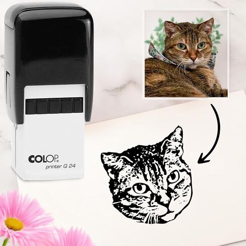 Custom Pet Portrait Stamp - Custom Cat, Dog Stamp from Photo, Best Personalized Holiday Gift - Q24 - Large Size in Saudi Arabia