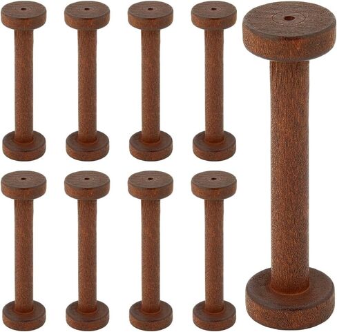 SUNNYCLUE 10Pcs 28x96mm Wooden Thread Spools Large Ribbon Spools Empty Coconut Brown Long Ribbon Weave Crochet Textile Bobbin Organizer String Bulk for Women Yarn DIY Arts Crafts Stitch Embroidery in Saudi Arabia