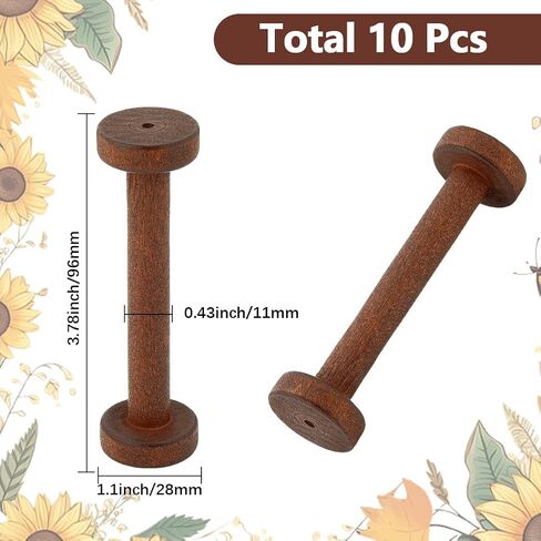 SUNNYCLUE 10Pcs 28x96mm Wooden Thread Spools Large Ribbon Spools Empty Coconut Brown Long Ribbon Weave Crochet Textile Bobbin Organizer String Bulk for Women Yarn DIY Arts Crafts Stitch Embroidery in Saudi Arabia