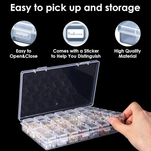 24 Pack 28 Grids 672 Slots Small Bead Organizer Box with 2560 Labels, Craft Bead Organizer, Clear Beads Organizers and Storage, Plastic Containers for DIY, Jewelry & Accessories in Saudi Arabia