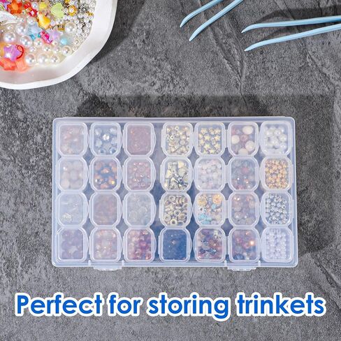 24 Pack 28 Grids 672 Slots Small Bead Organizer Box with 2560 Labels, Craft Bead Organizer, Clear Beads Organizers and Storage, Plastic Containers for DIY, Jewelry & Accessories in Saudi Arabia