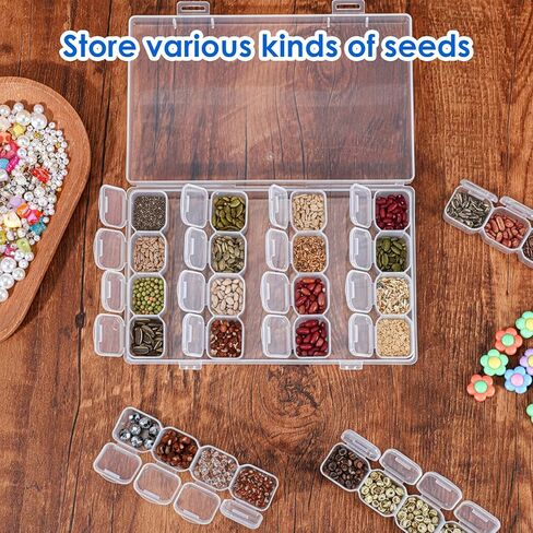 24 Pack 28 Grids 672 Slots Small Bead Organizer Box with 2560 Labels, Craft Bead Organizer, Clear Beads Organizers and Storage, Plastic Containers for DIY, Jewelry & Accessories in Saudi Arabia
