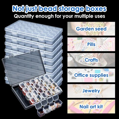 24 Pack 28 Grids 672 Slots Small Bead Organizer Box with 2560 Labels, Craft Bead Organizer, Clear Beads Organizers and Storage, Plastic Containers for DIY, Jewelry & Accessories in Saudi Arabia