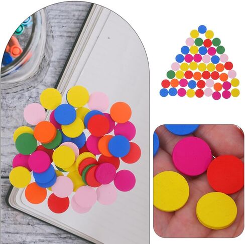 Alasum 150 Pcs Colorful Round Wood Discs 0.78 Inch Wooden Counters for Kids Math Educational Toys DIY Crafts and Fine Motor Skills Development in Saudi Arabia