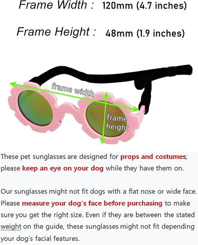 نظارات شمسية G001 للكلاب للسلالات المتوسطة (20-40 رطلاً) (مرآة وردية وردية على شكل زهرة) in Kuwait