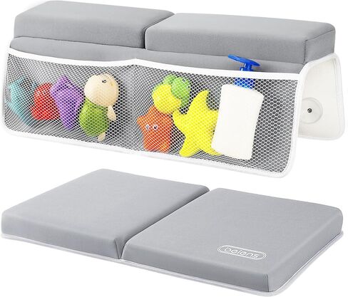 beiens Baby Bath Kneeler and Elbow Rest Pad Set, 1.5-Inch Thick Memory Foam | Quick-dry Non-slip Bathtub Kneeling Pad with 6 Suction Cups and 4 Toy Organizer Pockets for Bathing Babies and Toddlers in Saudi Arabia