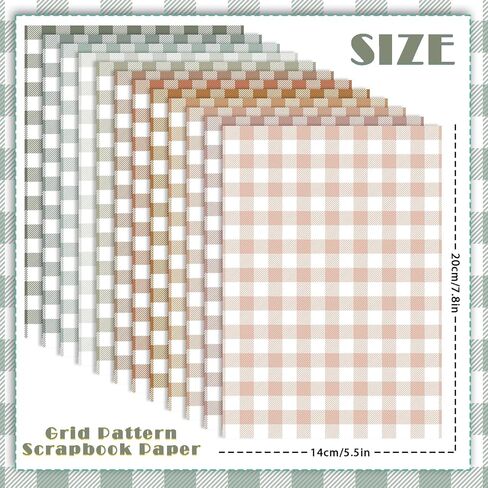 60 Sheets Boho Gingham Plaids Scrapbook Paper, 8.3'' x 5.7'' Boho Color Gingham Buffalo Plaids Decorative Craft Paper Folded Flat for Birthday Card Making Scrapbook Baby Shower Photo Album Decor in Saudi Arabia