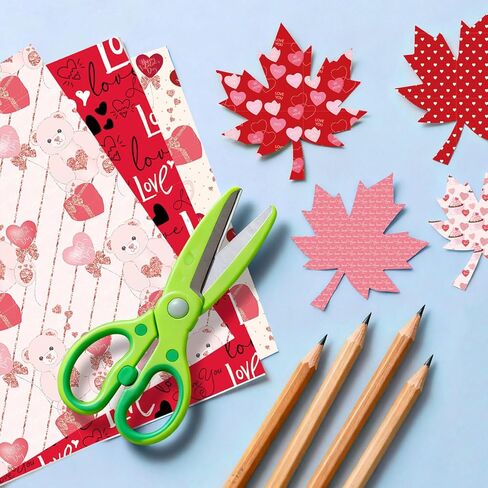 24 Sheets Valentine Pattern Paper Watercolor Heart Love Scrapbooking Double-Sided Red Pink Craft Paper Folded Flat for DIY Card Making Scrapbook Photo Album Journal Decor, 12 Design in Saudi Arabia