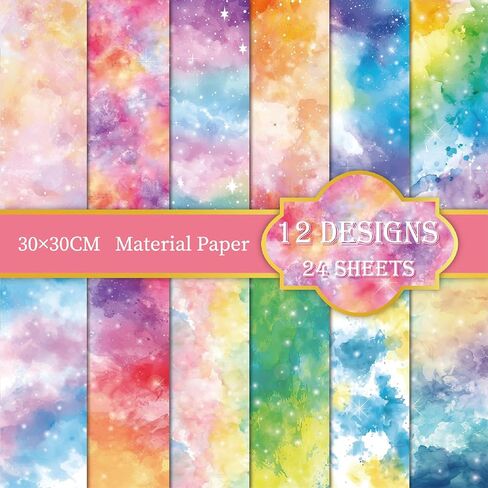24 Sheets Valentine Pattern Paper Watercolor Heart Love Scrapbooking Double-Sided Red Pink Craft Paper Folded Flat for DIY Card Making Scrapbook Photo Album Journal Decor, 12 Design in Saudi Arabia