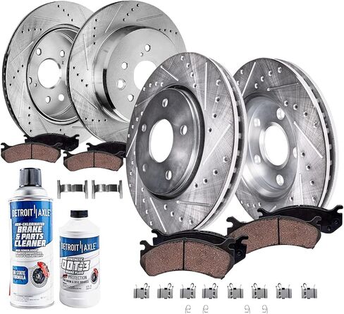 Detroit Axle-مجموعة الفرامل لعام 2005-08 2011-12 Infiniti FX35 ، 05-08 FX45 محفورة ومزودة بقطر فرامل فرامل السيراميك بديل: 12.6 "بوصة أمامية و 12.13 بوصة خلفية خلفية بوصة in Saudi Arabia