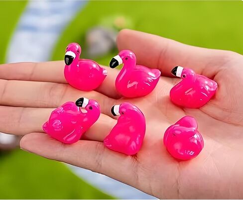 12 Pcs Mini Flamingo Figurines Set - 6 Different Poses Pink Resin Ornaments for DIY Crafts, Fairy Garden Accessories, Desk, Car, Home, Office & Party Decorations, Cute Collectible Decor Gifts in Saudi Arabia