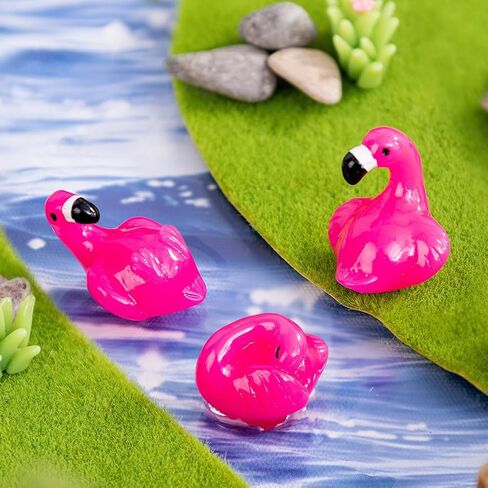 12 Pcs Mini Flamingo Figurines Set - 6 Different Poses Pink Resin Ornaments for DIY Crafts, Fairy Garden Accessories, Desk, Car, Home, Office & Party Decorations, Cute Collectible Decor Gifts in Saudi Arabia