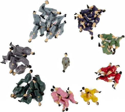 50-Piece 1:32 Scale Sitting Plastic Miniature Figures – Multicolor Decorative Architectural Model People for Dioramas, Train Layouts & Scene Building (44mm Height) in Kuwait