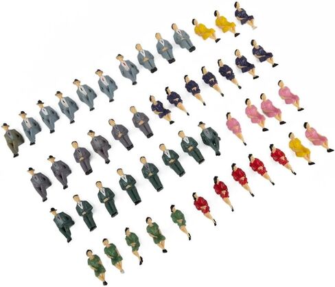 50-Piece 1:32 Scale Sitting Plastic Miniature Figures – Multicolor Decorative Architectural Model People for Dioramas, Train Layouts & Scene Building (44mm Height) in Kuwait