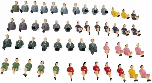 50-Piece 1:32 Scale Sitting Plastic Miniature Figures – Multicolor Decorative Architectural Model People for Dioramas, Train Layouts & Scene Building (44mm Height) in Kuwait