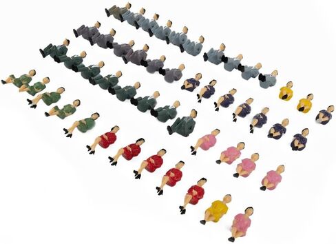 50-Piece 1:32 Scale Sitting Plastic Miniature Figures – Multicolor Decorative Architectural Model People for Dioramas, Train Layouts & Scene Building (44mm Height) in Kuwait