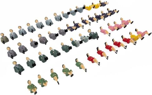 50-Piece 1:32 Scale Sitting Plastic Miniature Figures – Multicolor Decorative Architectural Model People for Dioramas, Train Layouts & Scene Building (44mm Height) in Kuwait