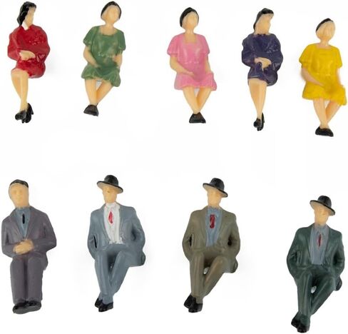 50-Piece 1:32 Scale Sitting Plastic Miniature Figures – Multicolor Decorative Architectural Model People for Dioramas, Train Layouts & Scene Building (44mm Height) in Kuwait