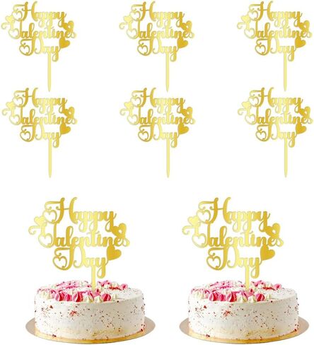 8 قطع من أغطية كعكة عيد الحب السعيد من الأكريليك الذهبي Sweet Love Be Mine Valentine Cake يختار عيد الحب موضوع عيد الميلاد ومستلزمات تزيين الكيك in Kuwait