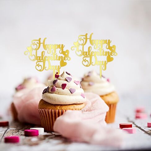 8 قطع من أغطية كعكة عيد الحب السعيد من الأكريليك الذهبي Sweet Love Be Mine Valentine Cake يختار عيد الحب موضوع عيد الميلاد ومستلزمات تزيين الكيك in Kuwait