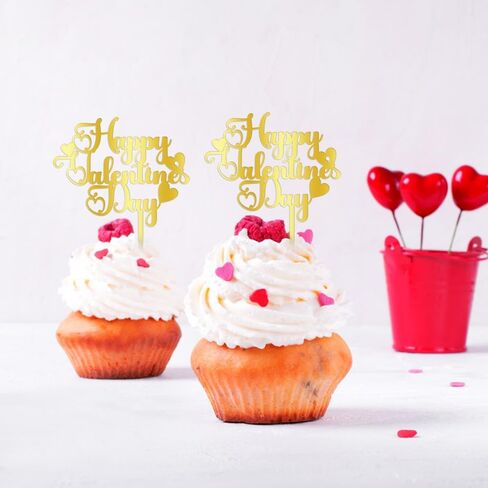 8 قطع من أغطية كعكة عيد الحب السعيد من الأكريليك الذهبي Sweet Love Be Mine Valentine Cake يختار عيد الحب موضوع عيد الميلاد ومستلزمات تزيين الكيك in Kuwait