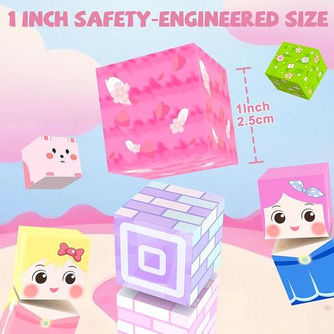 Winchoice 100PCS Magnetic Blocks Princess Building Toys for Girls 3+, Magnetic Cubes Sensory Gifts for Kids, Pink Magnet Blocks for Christmas Birthday, 1 Inch in Saudi Arabia