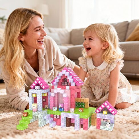 Winchoice 100PCS Magnetic Blocks Princess Building Toys for Girls 3+, Magnetic Cubes Sensory Gifts for Kids, Pink Magnet Blocks for Christmas Birthday, 1 Inch in Saudi Arabia