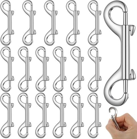 MAQUITA 24 Pcs Double Ended Bolt Snaps Hook, 3.5" Heavy-Duty Zinc Alloy Double Ended Metal Clips Key Holder for Linking Key Chain Dog Leash Collar Horse Tack Feed Buckets (Silver) in Saudi Arabia