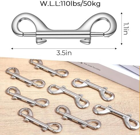 MAQUITA 24 Pcs Double Ended Bolt Snaps Hook, 3.5" Heavy-Duty Zinc Alloy Double Ended Metal Clips Key Holder for Linking Key Chain Dog Leash Collar Horse Tack Feed Buckets (Silver) in Saudi Arabia