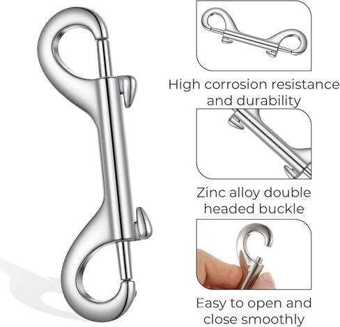 MAQUITA 24 Pcs Double Ended Bolt Snaps Hook, 3.5" Heavy-Duty Zinc Alloy Double Ended Metal Clips Key Holder for Linking Key Chain Dog Leash Collar Horse Tack Feed Buckets (Silver) in Saudi Arabia