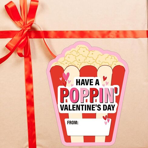 Have A Poppin Valentine's Day Gift Stickers, 20 Pcs Valentine Name Tags for Gifts, 4.2x3.3 Inch Valentine Presents Sticker Labels, Valentines Tags for Gift Wrapping Bags School Classroom-B23 in Kuwait