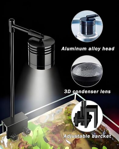مصباح LED لحوض السمك، مصباح حوض السمك بمشبك 5 وات، 3 ألوان، ذراع ثابت 7.7 بوصة، إضاءة سفلية USB 5 فولت in Kuwait