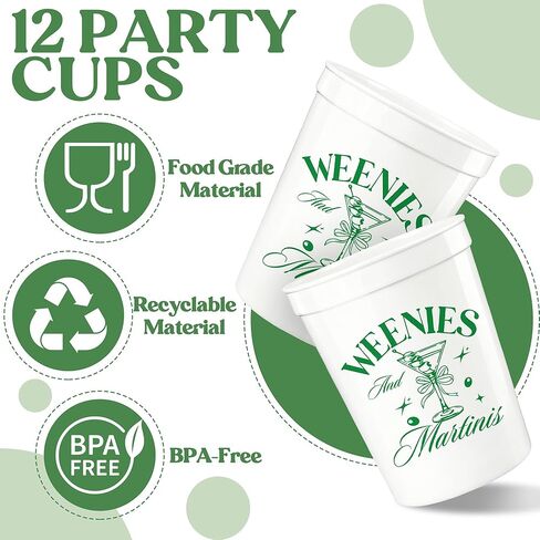 12 قطعة من أكواب حفلات العزوبية Weenies and Martinis 16oz Weenies and Tinies ديكور حفلات مارتيني تحت عنوان مستلزمات زينة حفلات أعياد الميلاد in Kuwait