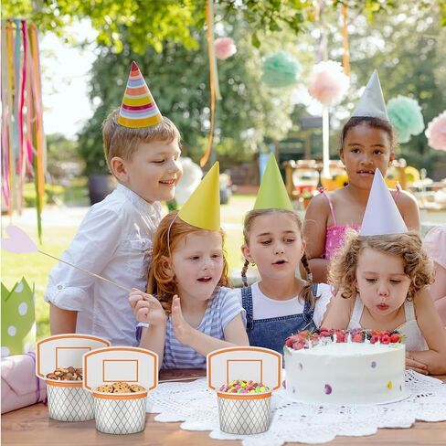 72PCS Basketball Hoop Snack Cups with Cards, Disposable Paper Treat Food Bowls Basketball Party Dinnerware Decorations Supplies for Sports Ball Themed Party Holiday Birthday Favors in Saudi Arabia