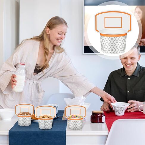 72PCS Basketball Hoop Snack Cups with Cards, Disposable Paper Treat Food Bowls Basketball Party Dinnerware Decorations Supplies for Sports Ball Themed Party Holiday Birthday Favors in Saudi Arabia