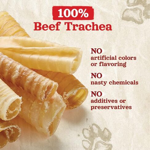 Natural Farm Beef Trachea for Dogs (6 Inch, 6 Pack)- 100% Beef,Odor Free Trachea Dog Chews- Glucosamine & Chondroitin for Joint & Hip Mobility, Bone Strength- Low-Fat Crunchy & Crispy- for All Dogs in Kuwait