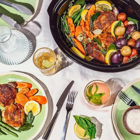 Beautiful 6 Quart Programmable Slow Cooker, 5 Cooking Presets, Digital Countdown Timer, Dishwasher Safe Parts by Drew Barrymore (Sage Green) in Saudi Arabia