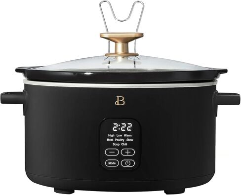 Beautiful 6 Quart Programmable Slow Cooker, 5 Cooking Presets, Digital Countdown Timer, Dishwasher Safe Parts by Drew Barrymore (Sage Green) in Saudi Arabia