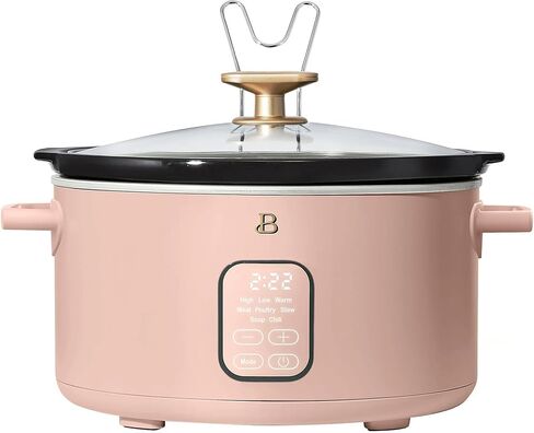 Beautiful 6 Quart Programmable Slow Cooker, 5 Cooking Presets, Digital Countdown Timer, Dishwasher Safe Parts by Drew Barrymore (Sage Green) in Saudi Arabia