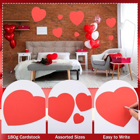 120 Pcs Valentine's Day Hearts Cutouts 11.8" 7.9" 3.9" Paper Hearts Shape Cut Outs Red Hearts Accents Paper Heart Die Cuts for DIY Art and Craft Projects Wedding Mother's Day Bulletin Board Wall Decor in Saudi Arabia